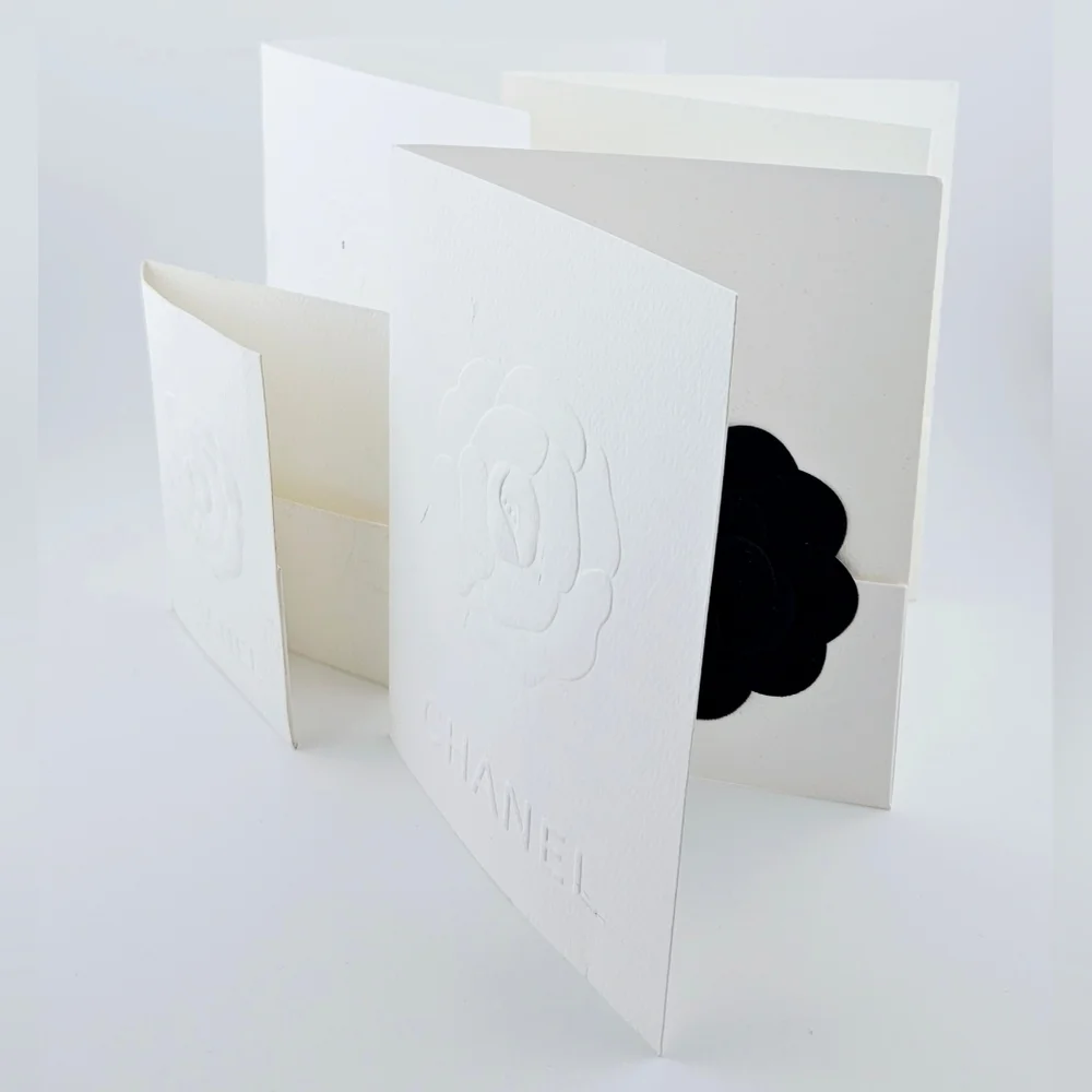 Authentic Chanel Navy Blue Velvet Flower and Card Holders